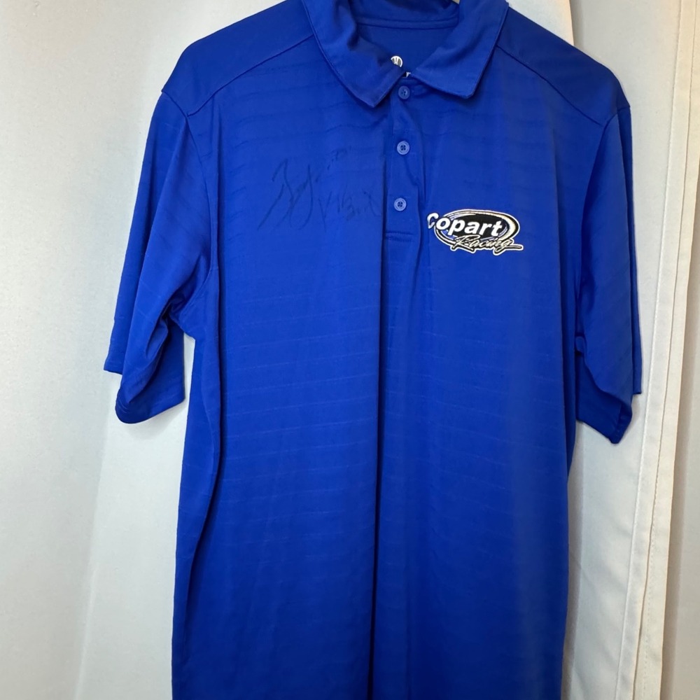 Holloway Copart Racing Polo Shirt Autographed Striped Golf Activewear Mens Large